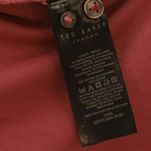 TED BAKER Rigby Contrast Trim Pique Sport Shirt 6 Pale Pink Button Up NEW B86 - Picture 6 of 6